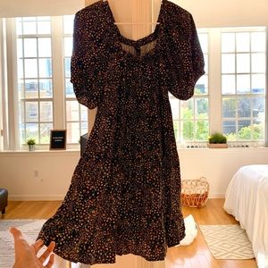 Wild Fable Black Puff Sleeve Floral Dress